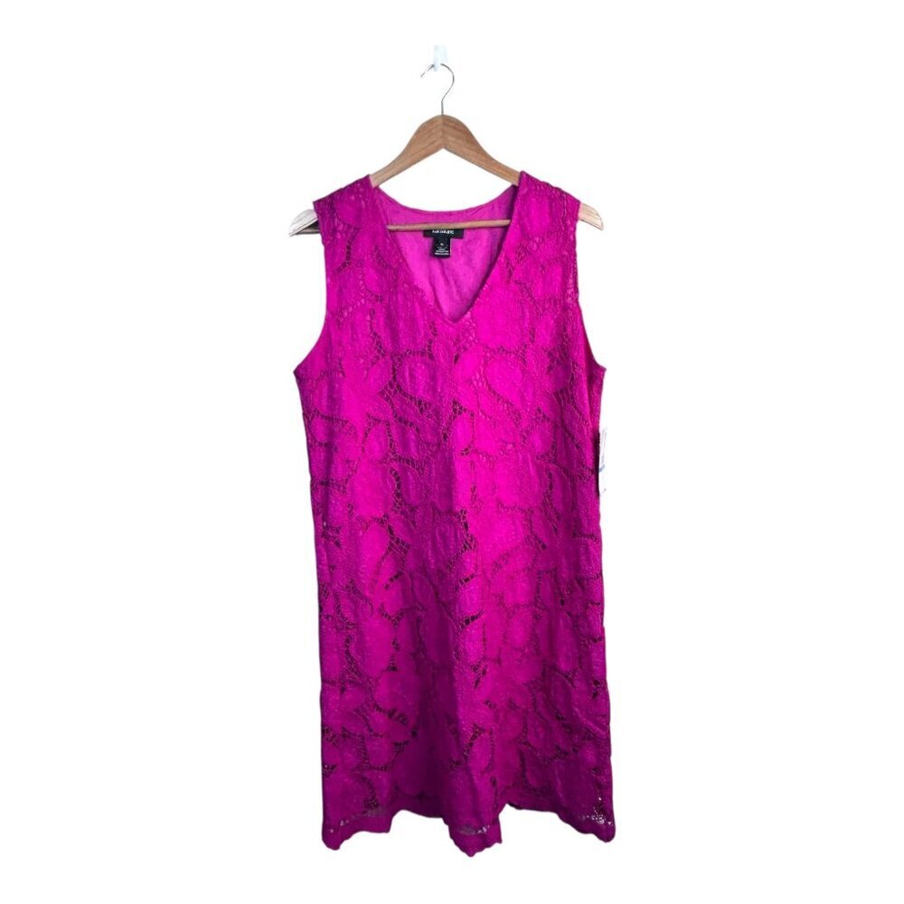 Karen Kane Embroidered Lace Shift Dress Fuchsia Size XL Summer Vacation NWTs